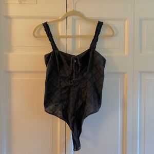Intimately Free Black Lace Bodysuit Free People M